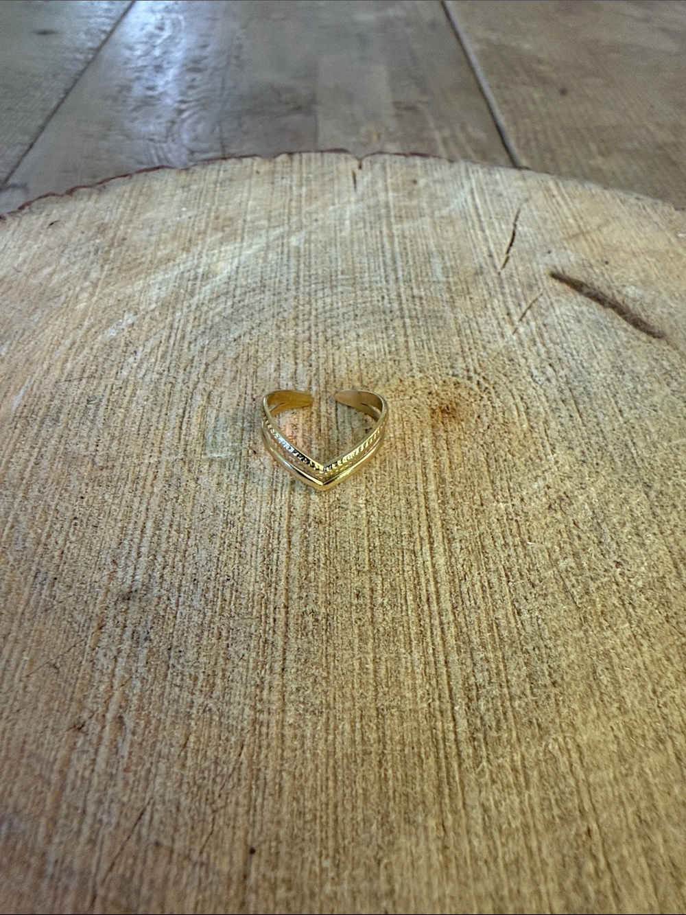 Gold Chevron Adjustable Stack Ring - Picture 2 of 7